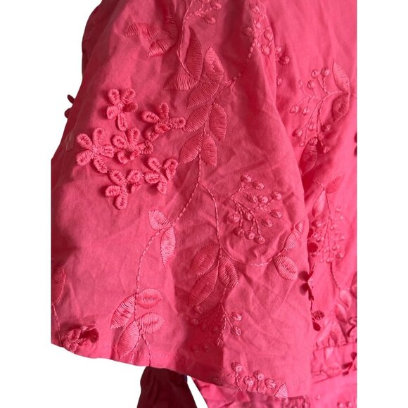 BTFL-life Floral Embroidered V-Neck Dress With Ruffles Flutter Sleeve NWT Sz M - Picture 8 of 15